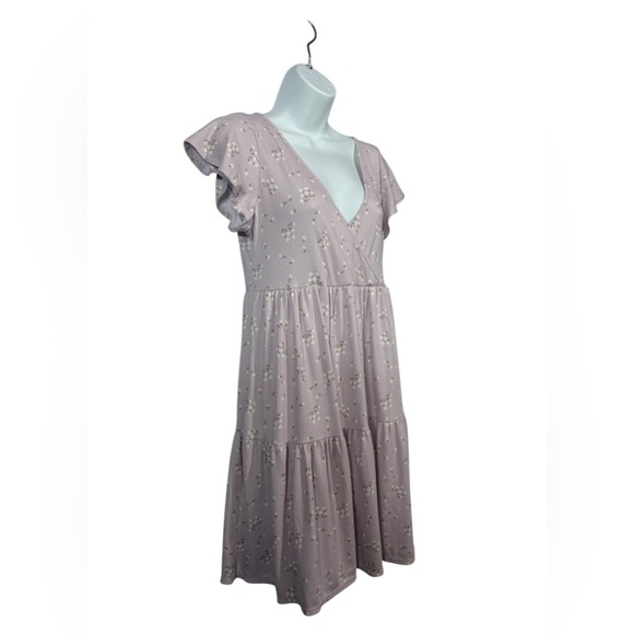 Jessica Simpson, Floral Tiered Babydoll Dress, Large, Pink, White - Picture 5 of 8